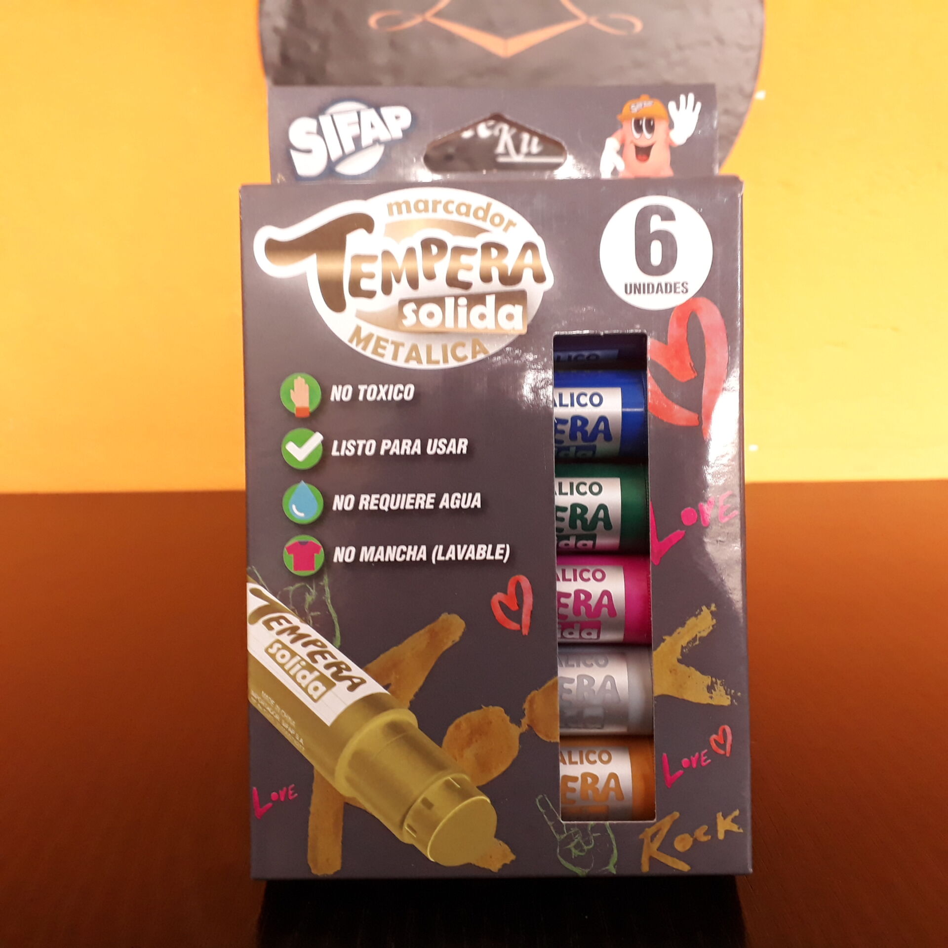 Temperas Solidas Metálica (6 unid.)